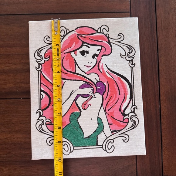 Disney Artissimo The Little Mermaid Ariel 8x10 Canvas Room Wall Decor Glitter - Picture 5 of 6